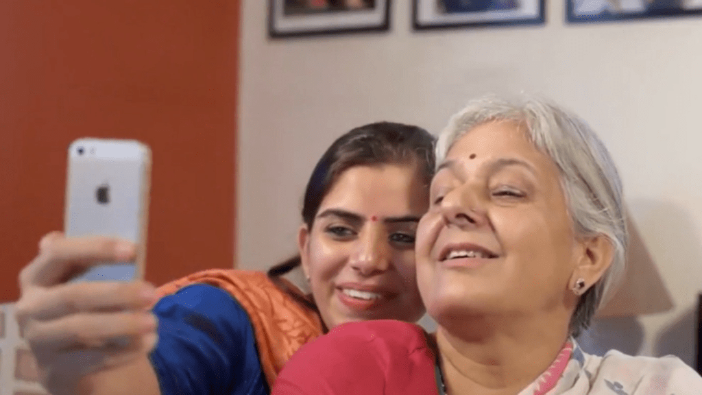 Selfie with an elderly woman